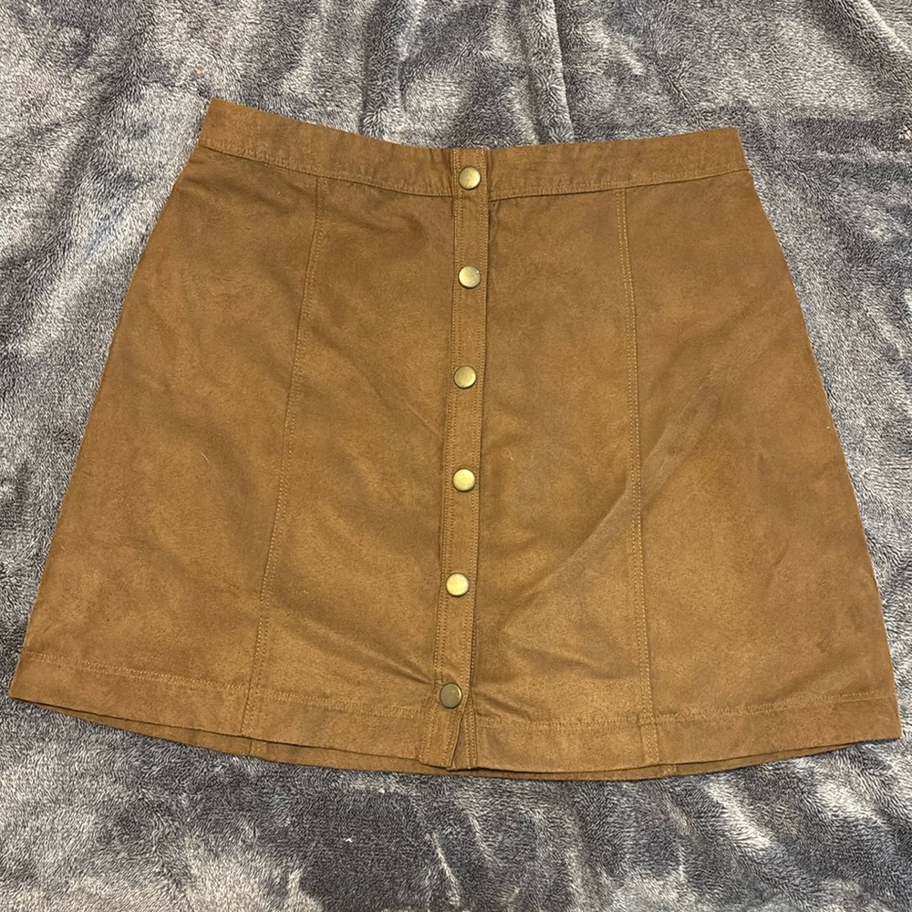 Velour mini brown skirt